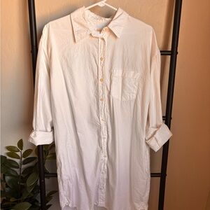 Universal Thread White Casual Button Down T-Shirt dress